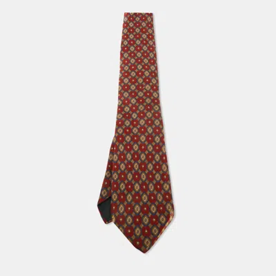 Pre-owned Oscar De La Renta Vintage Multicolor Printed Silk Tie