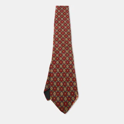 Oscar De La Renta Vintage Multicolor Printed Silk Tie