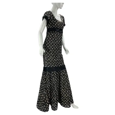 Pre-owned Oscar De La Renta Vintage  2009 Collection Black Beaded & Embroidered Dress 6