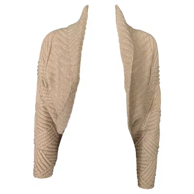 Pre-owned Oscar De La Renta Vintage  Beige Cardigan Sweater, Size Small In Brown
