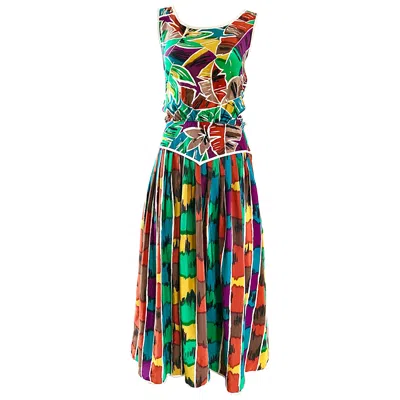 Pre-owned Oscar De La Renta Vintage  Miss O Size 8 / 10 Kaleidoscope Print Silk Dress In Black