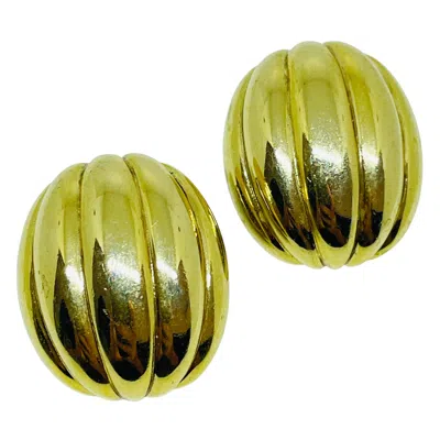 Pre-owned Oscar De La Renta Vintage  Signed Gold Massive Designer Clip On Earrings In Multi
