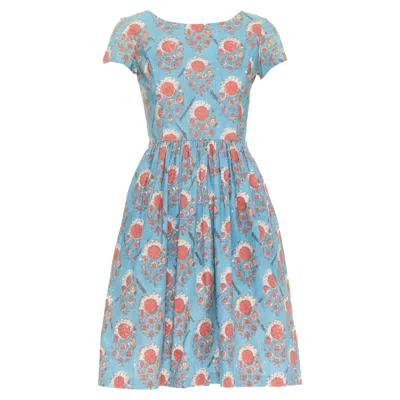 Oscar De La Renta Vintage Print Dress In Blue