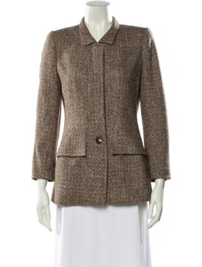 Pre-owned Oscar De La Renta Vintage Printed Blazer In Neutral