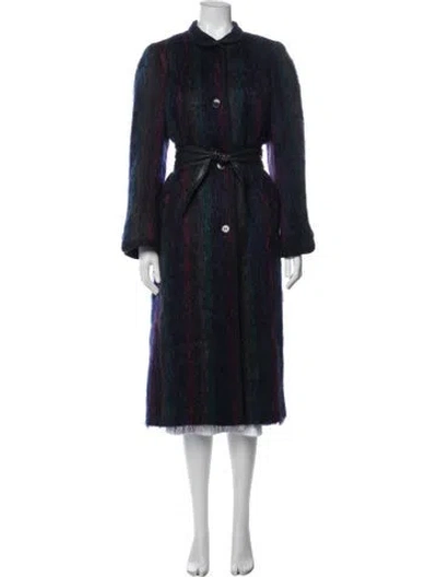 Pre-owned Oscar De La Renta Vintage Striped Coat In Blue