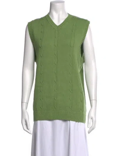 Pre-owned Oscar De La Renta Vintage V-neck Sweater In Green