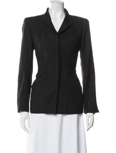 Pre-owned Oscar De La Renta Vintage Wool Blazer In Gray