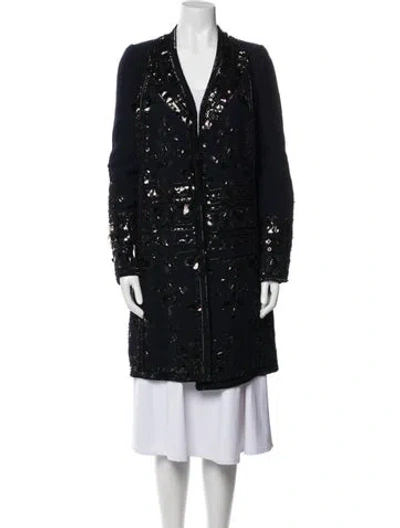 Pre-owned Oscar De La Renta Vintage Wool Coat In Black