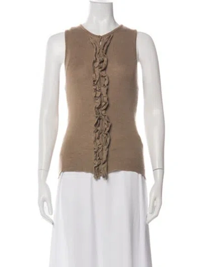 Pre-owned Oscar De La Renta Vintage Wool Top In Green