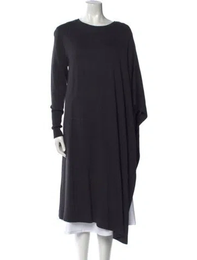 Pre-owned Oscar De La Renta Virgin Wool Bateau Neckline Sweater In Blue