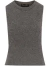 Oscar De La Renta Virgin Wool-blend Top In Grey