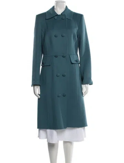 Pre-owned Oscar De La Renta Virgin Wool Coat In Blue