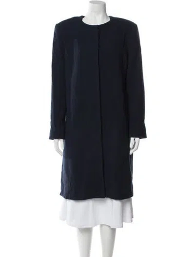 Pre-owned Oscar De La Renta Virgin Wool Coat In Blue