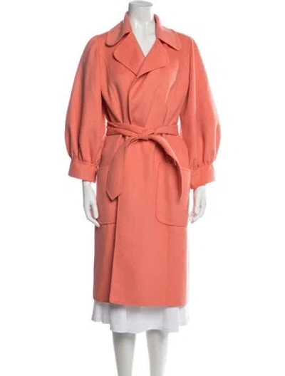 Pre-owned Oscar De La Renta Virgin Wool Coat In Pink