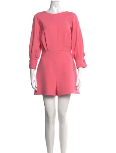 Pre-owned Oscar De La Renta Virgin Wool Crew Neck Romper In Pink