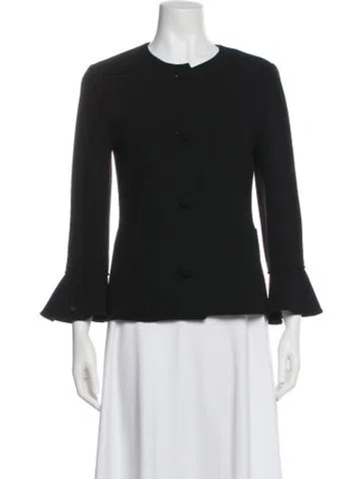 Pre-owned Oscar De La Renta Virgin Wool Evening Jacket In Black
