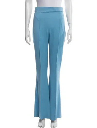 Pre-owned Oscar De La Renta Virgin Wool Flared Pants In Blue