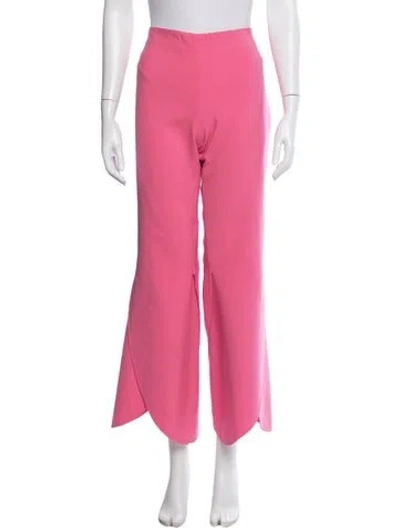 Pre-owned Oscar De La Renta Virgin Wool Flared Pants In Pink