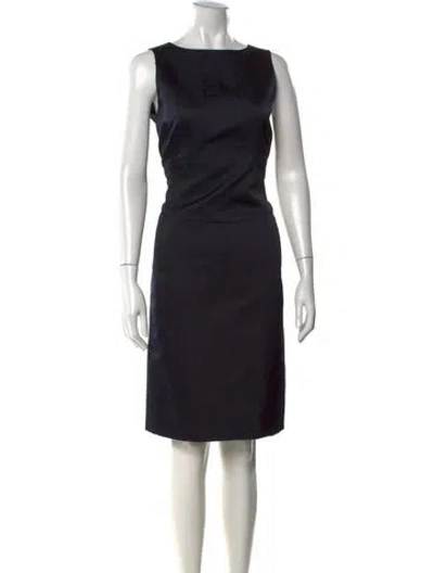 Pre-owned Oscar De La Renta Virgin Wool Knee-length Dress In Black