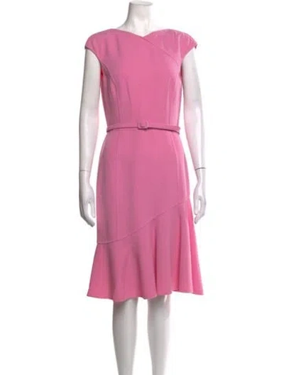 Pre-owned Oscar De La Renta Virgin Wool Knee-length Dress In Pink