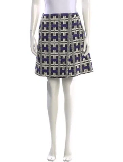 Pre-owned Oscar De La Renta Virgin Wool Knee-length Skirt In Blue