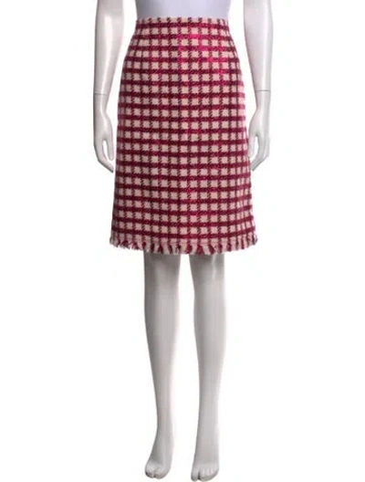 Pre-owned Oscar De La Renta Virgin Wool Knee-length Skirt W/ Tags In Pink