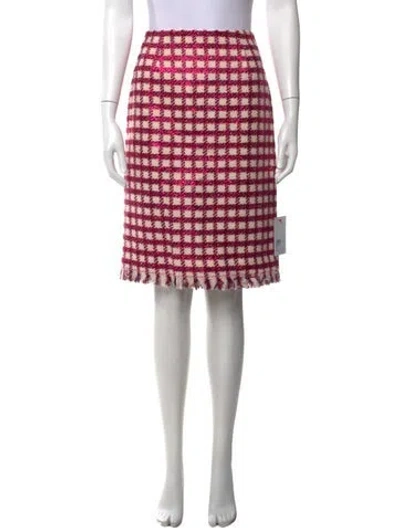 Pre-owned Oscar De La Renta Virgin Wool Knee-length Skirt W/ Tags In Pink