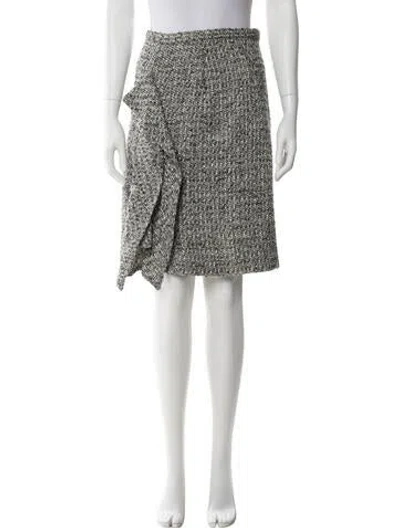 Pre-owned Oscar De La Renta Virgin Wool Knee-length Skirt In White