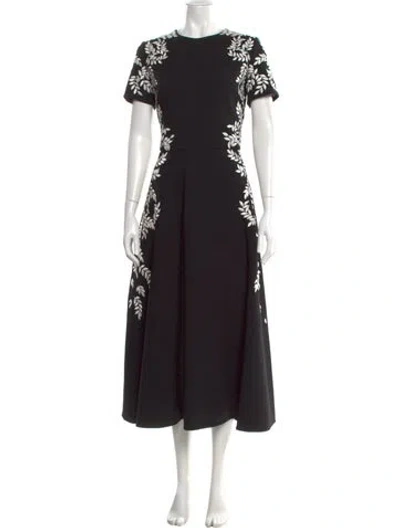 Pre-owned Oscar De La Renta Virgin Wool Long Dress In Black