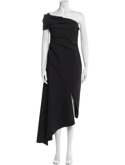 Pre-owned Oscar De La Renta Virgin Wool Midi Length Dress In Blue