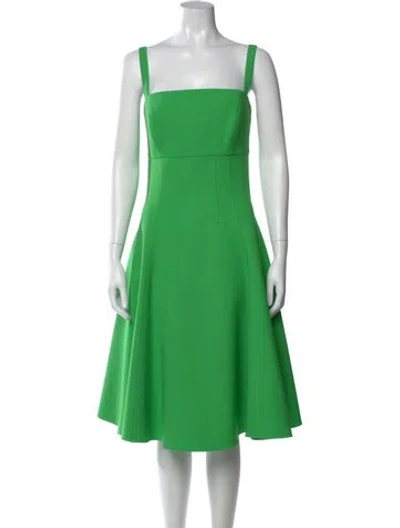 Pre-owned Oscar De La Renta Virgin Wool Midi Length Dress In Green