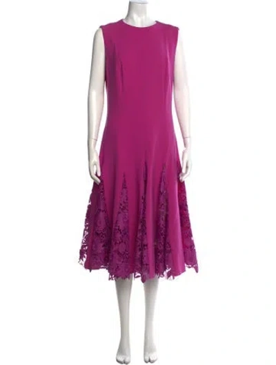 Pre-owned Oscar De La Renta Virgin Wool Midi Length Dress In Multi