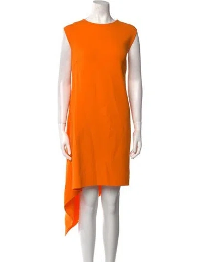 Pre-owned Oscar De La Renta Virgin Wool Midi Length Dress In Orange