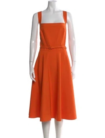 Pre-owned Oscar De La Renta Virgin Wool Midi Length Dress In Orange