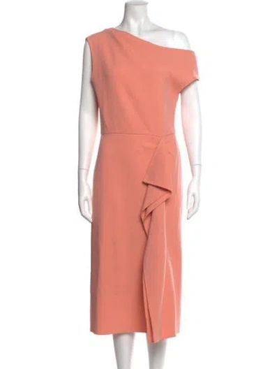 Pre-owned Oscar De La Renta Virgin Wool Midi Length Dress In Pink