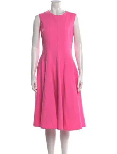 Pre-owned Oscar De La Renta Virgin Wool Midi Length Dress In Pink