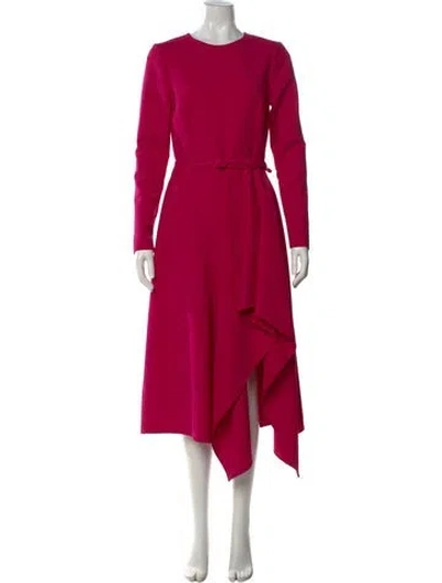 Pre-owned Oscar De La Renta Virgin Wool Midi Length Dress In Pink
