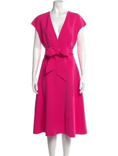 Pre-owned Oscar De La Renta Virgin Wool Midi Length Dress In Pink