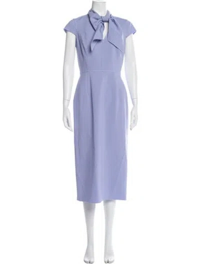 Pre-owned Oscar De La Renta Virgin Wool Midi Length Dress In Purple