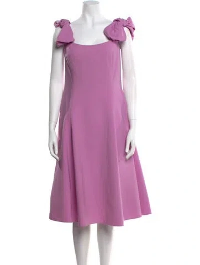 Pre-owned Oscar De La Renta Virgin Wool Midi Length Dress W/ Tags In Pink