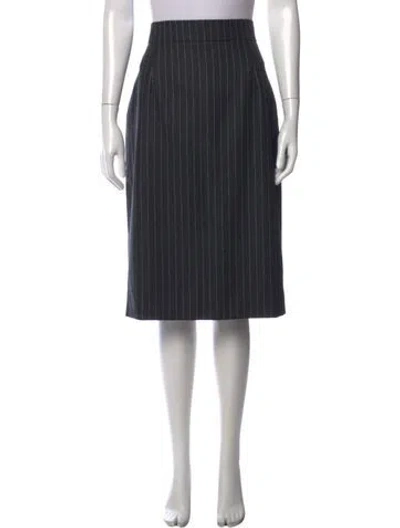 Pre-owned Oscar De La Renta Virgin Wool Midi Length Skirt In Grey