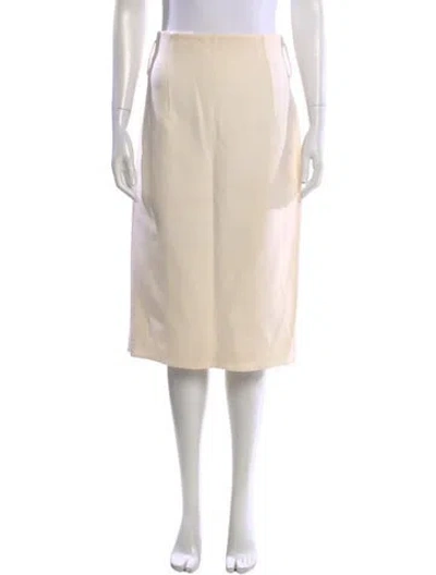 Pre-owned Oscar De La Renta Virgin Wool Midi Length Skirt In Neutral
