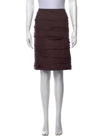 Pre-owned Oscar De La Renta Virgin Wool Midi Length Skirt In Purple