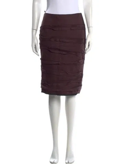Pre-owned Oscar De La Renta Virgin Wool Midi Length Skirt In Purple