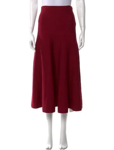 Pre-owned Oscar De La Renta Virgin Wool Midi Length Skirt W/ Tags In Burgundy