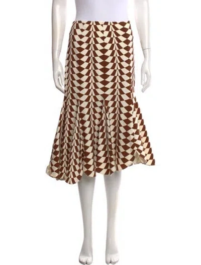 Pre-owned Oscar De La Renta Virgin Wool Midi Length Skirt W/ Tags In Multi