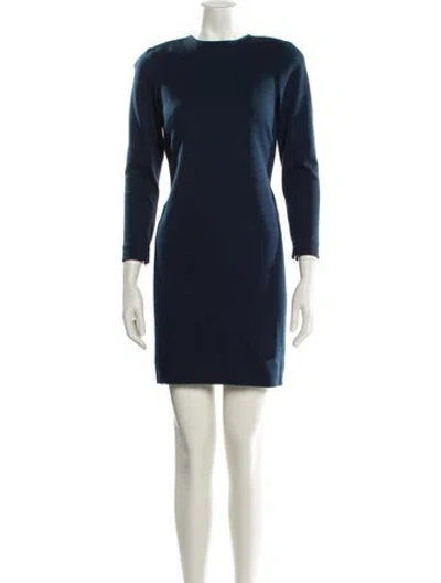 Pre-owned Oscar De La Renta Virgin Wool Mini Dress In Black