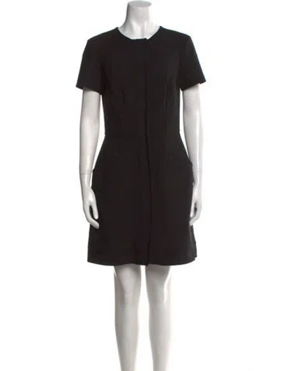Pre-owned Oscar De La Renta Virgin Wool Mini Dress In Black
