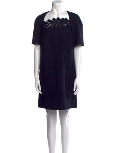 Pre-owned Oscar De La Renta Virgin Wool Mini Dress In Black