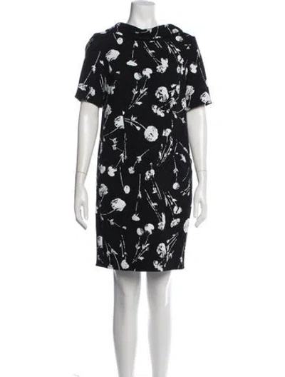 Pre-owned Oscar De La Renta Virgin Wool Mini Dress In Black